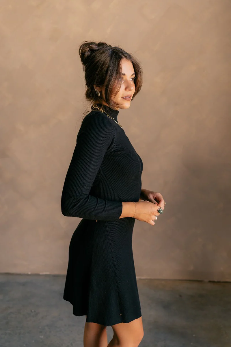 Melina Black Turtleneck Sweater Dress - Image 5