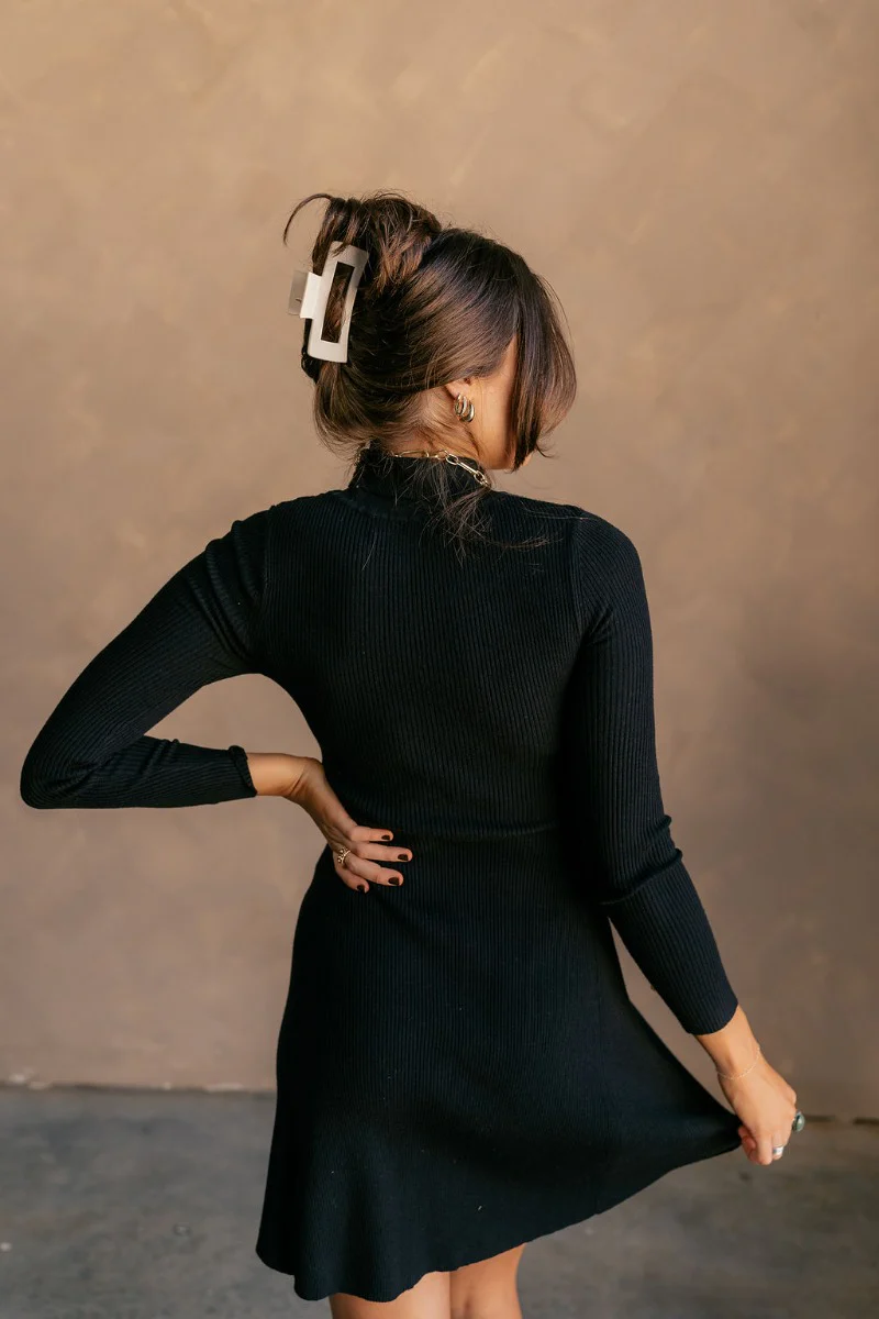 Melina Black Turtleneck Sweater Dress - Image 6