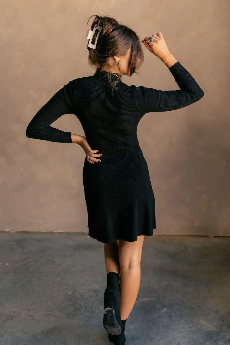 Melina Black Turtleneck Sweater Dress - Image 7