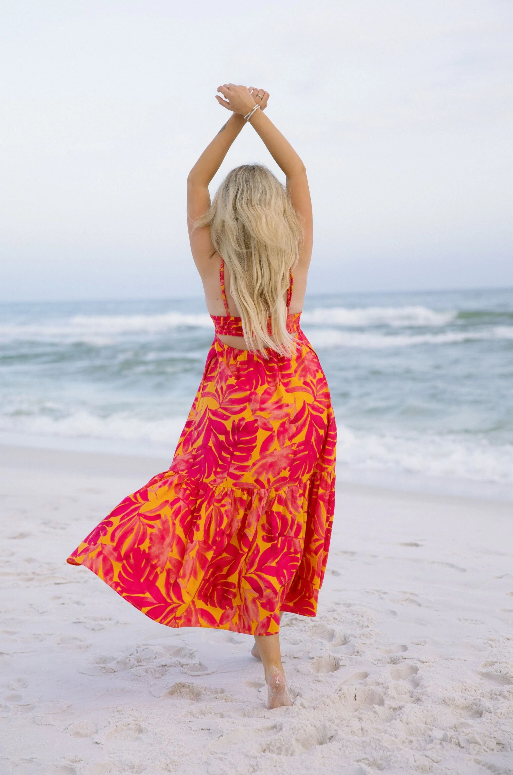 Melina Orange & Pink Floral Maxi Dress - Image 4