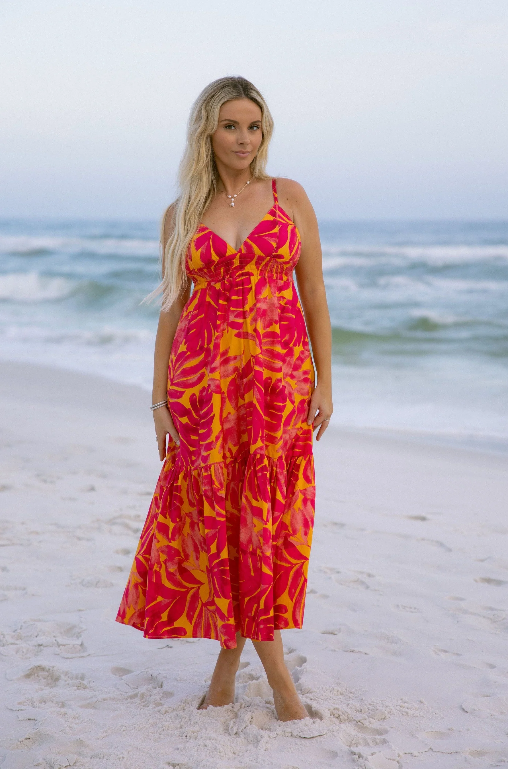 Melina Orange & Pink Floral Maxi Dress - Image 6