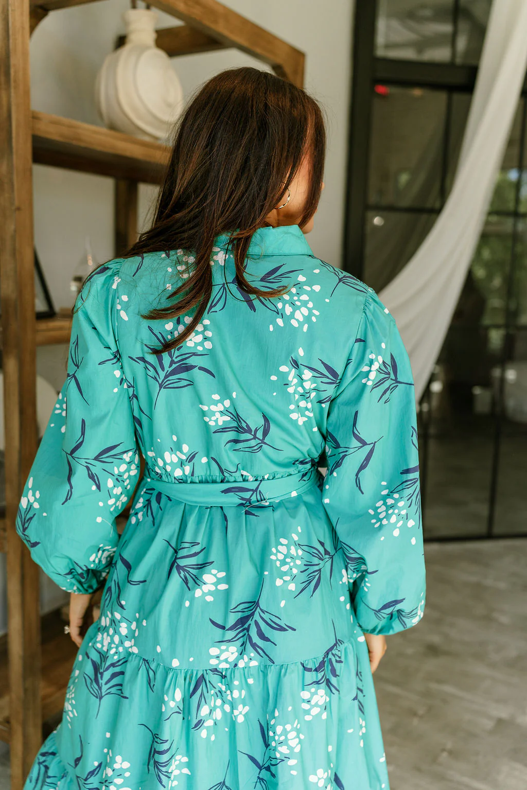 Melinda Teal Floral Midi Dress - Image 6