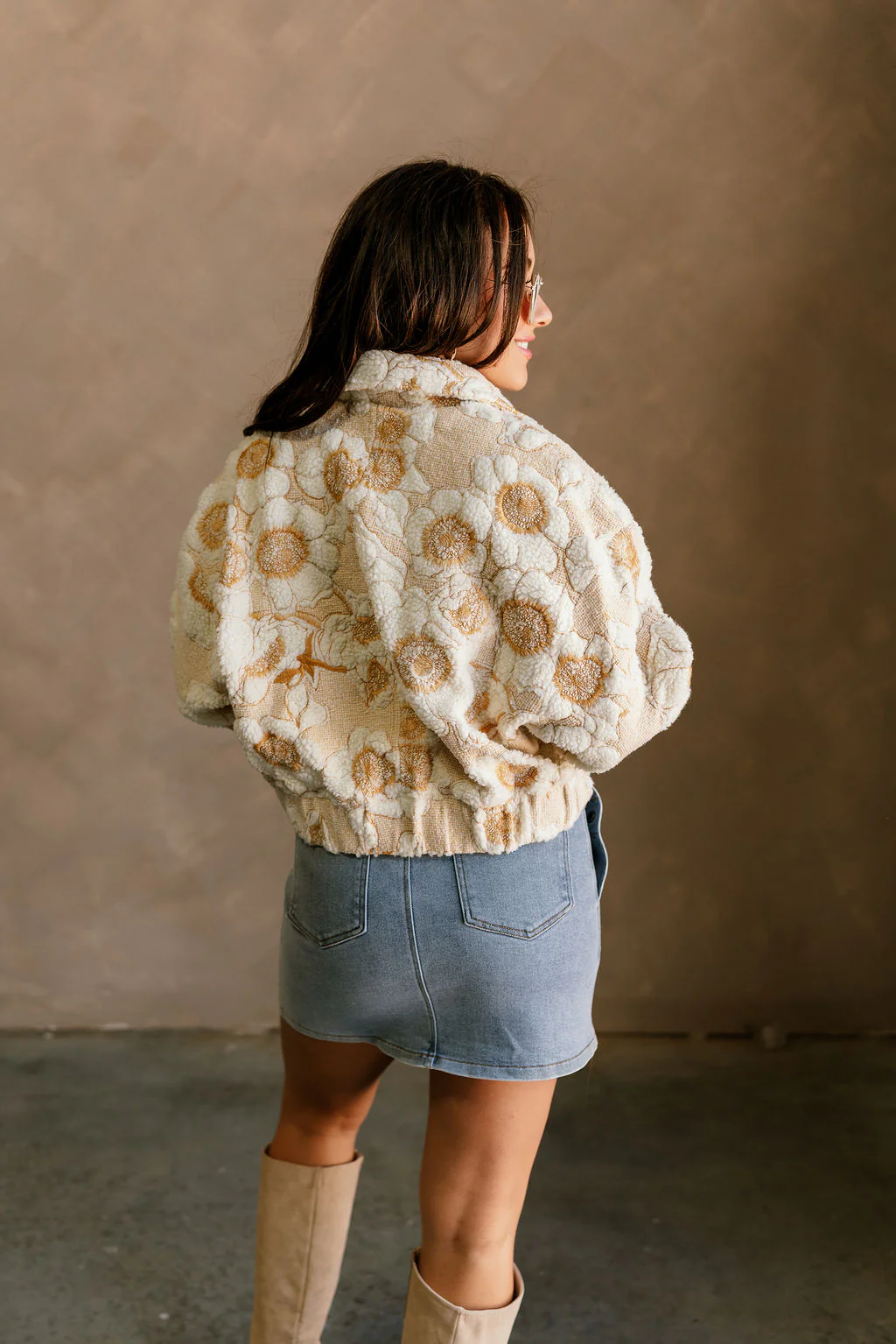 Melody Cream & Mustard Floral Sherpa Jacket - Image 7