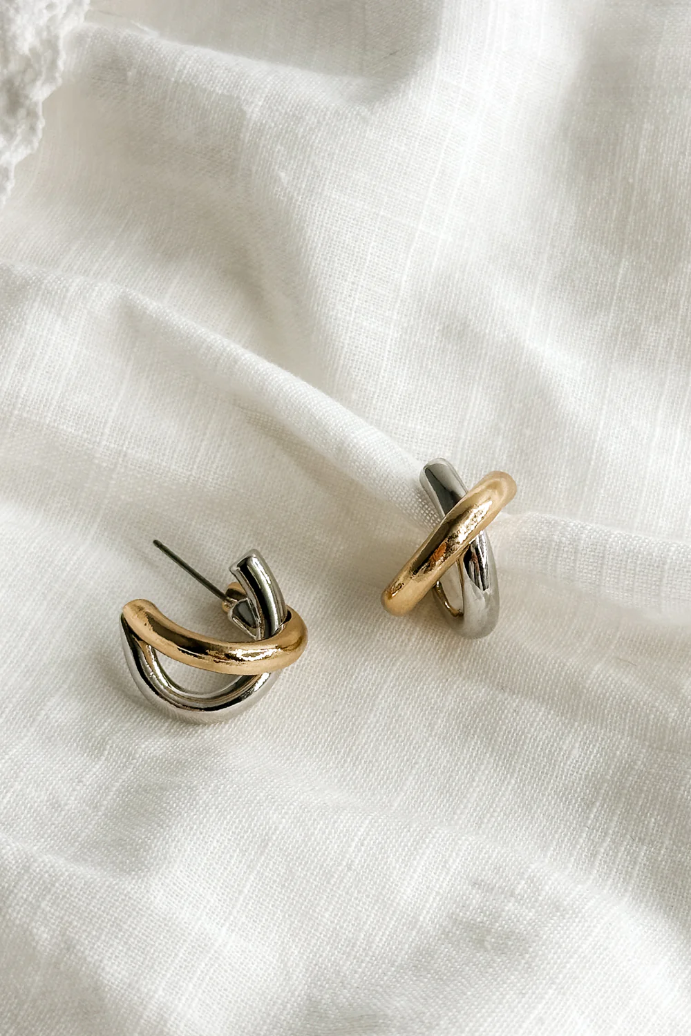 Melody Gold & Silver Cross Hoop - Image 2