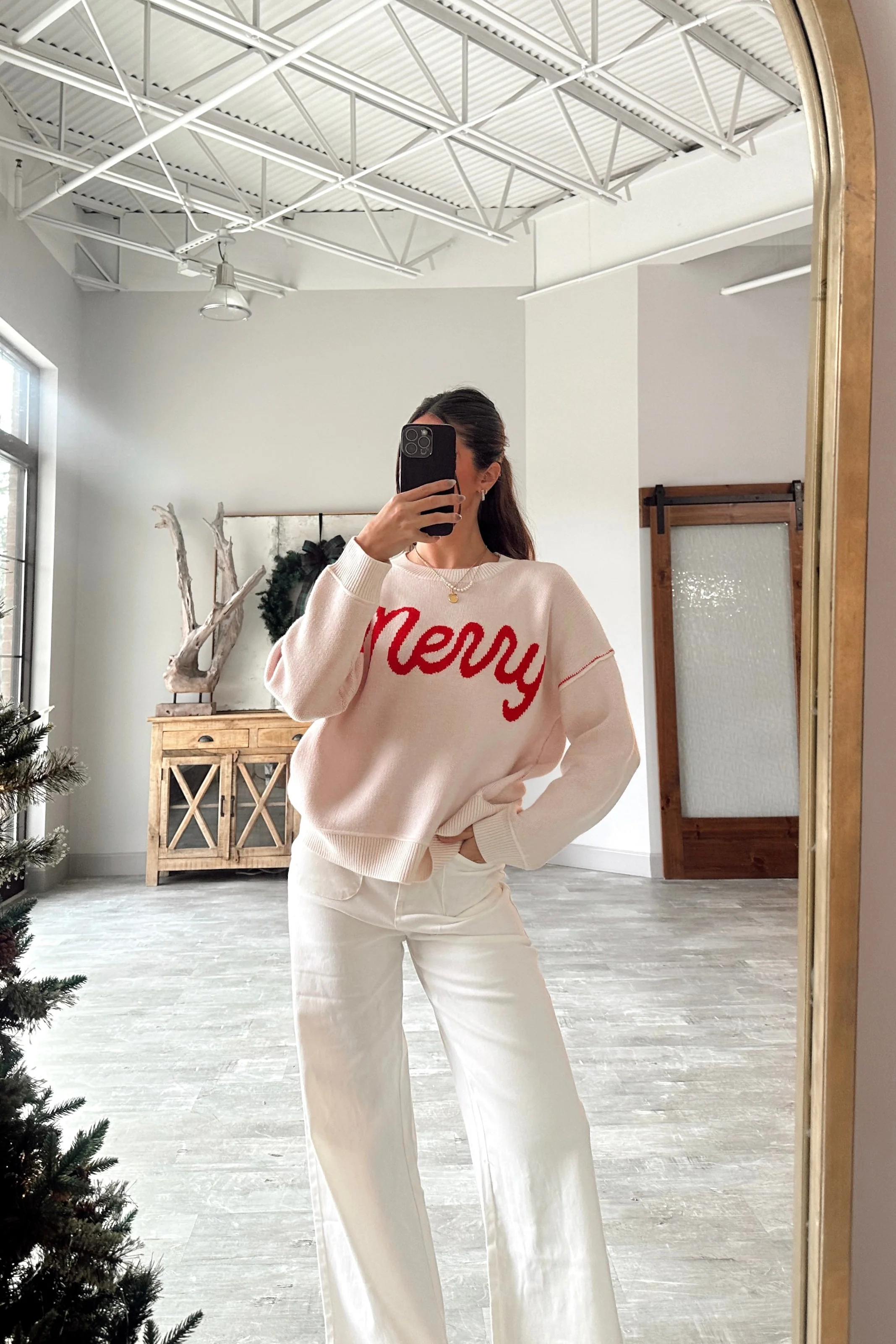 Merry Cream & Red Sweater