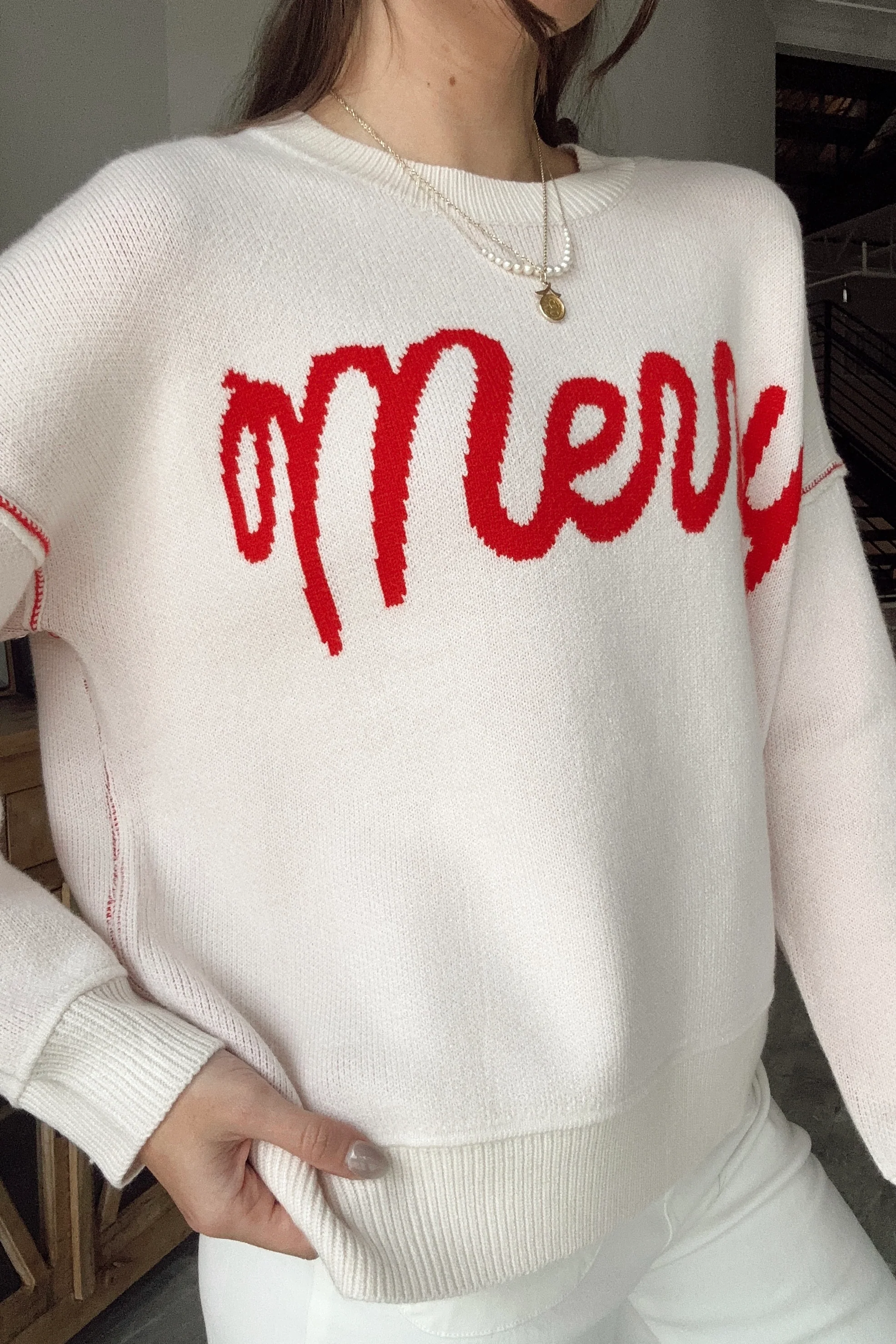 Merry Cream & Red Sweater - Image 4