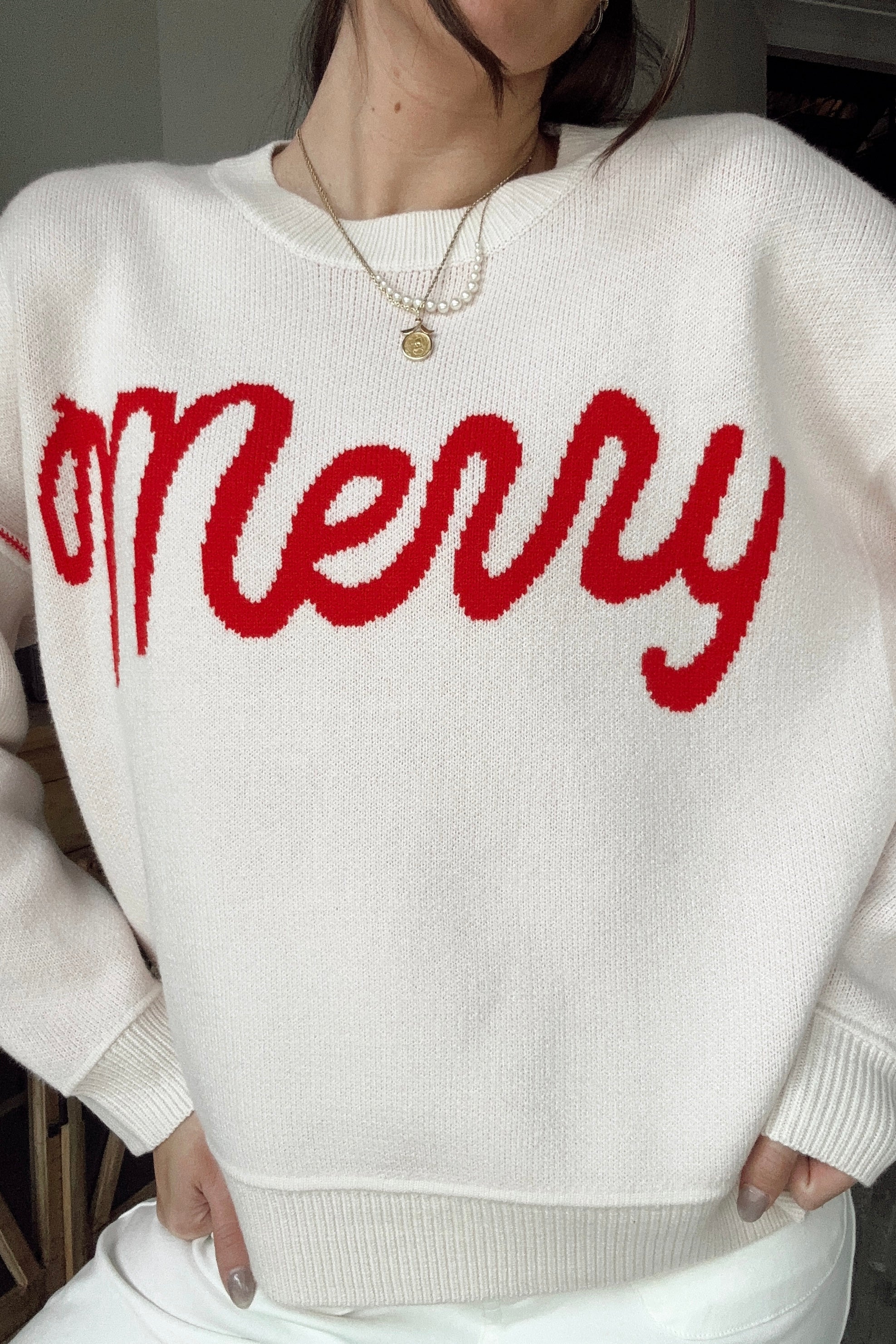 Merry Cream & Red Sweater - Image 5