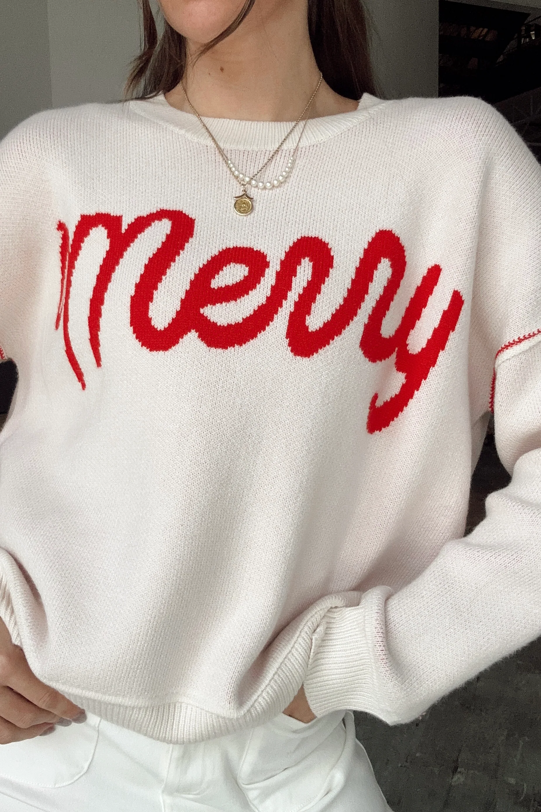 Merry Cream & Red Sweater - Image 7