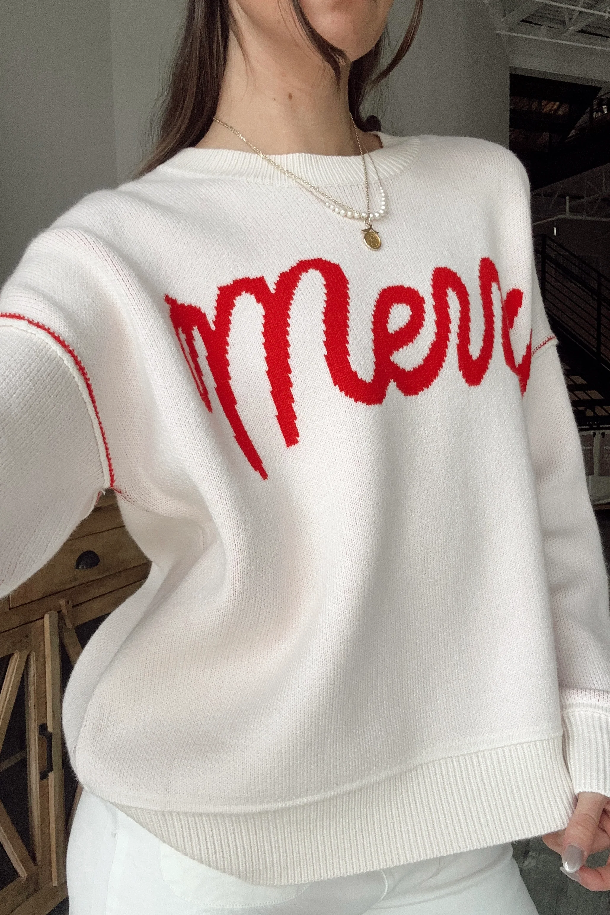 Merry Cream & Red Sweater - Image 8