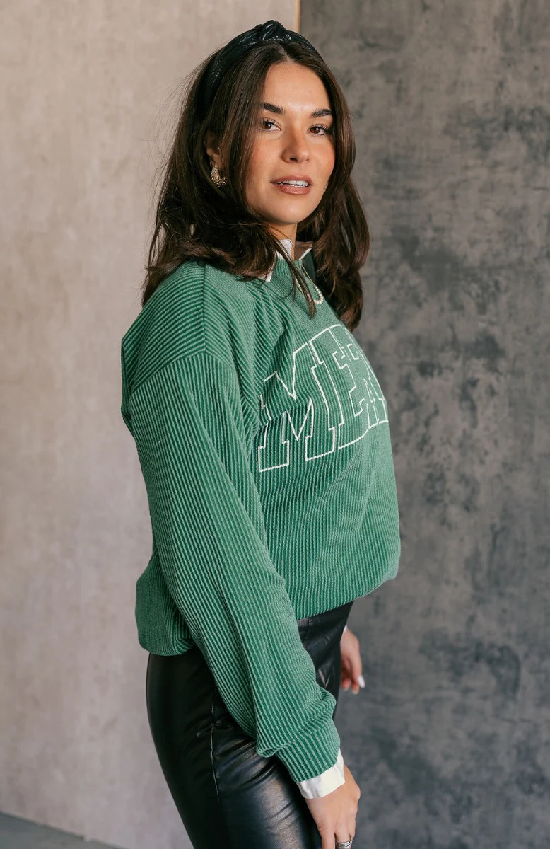 Merry Green Ribbed Long Sleeve Sweater - Image 5
