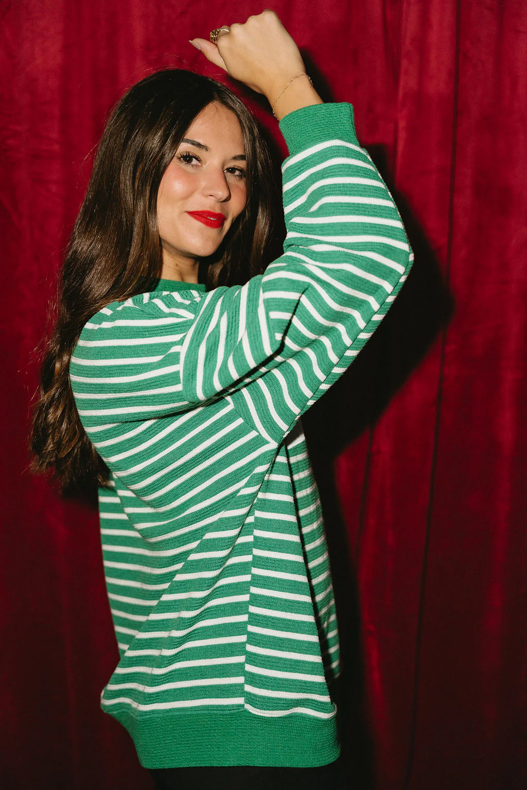 Merry Green & White Striped Top - Image 4