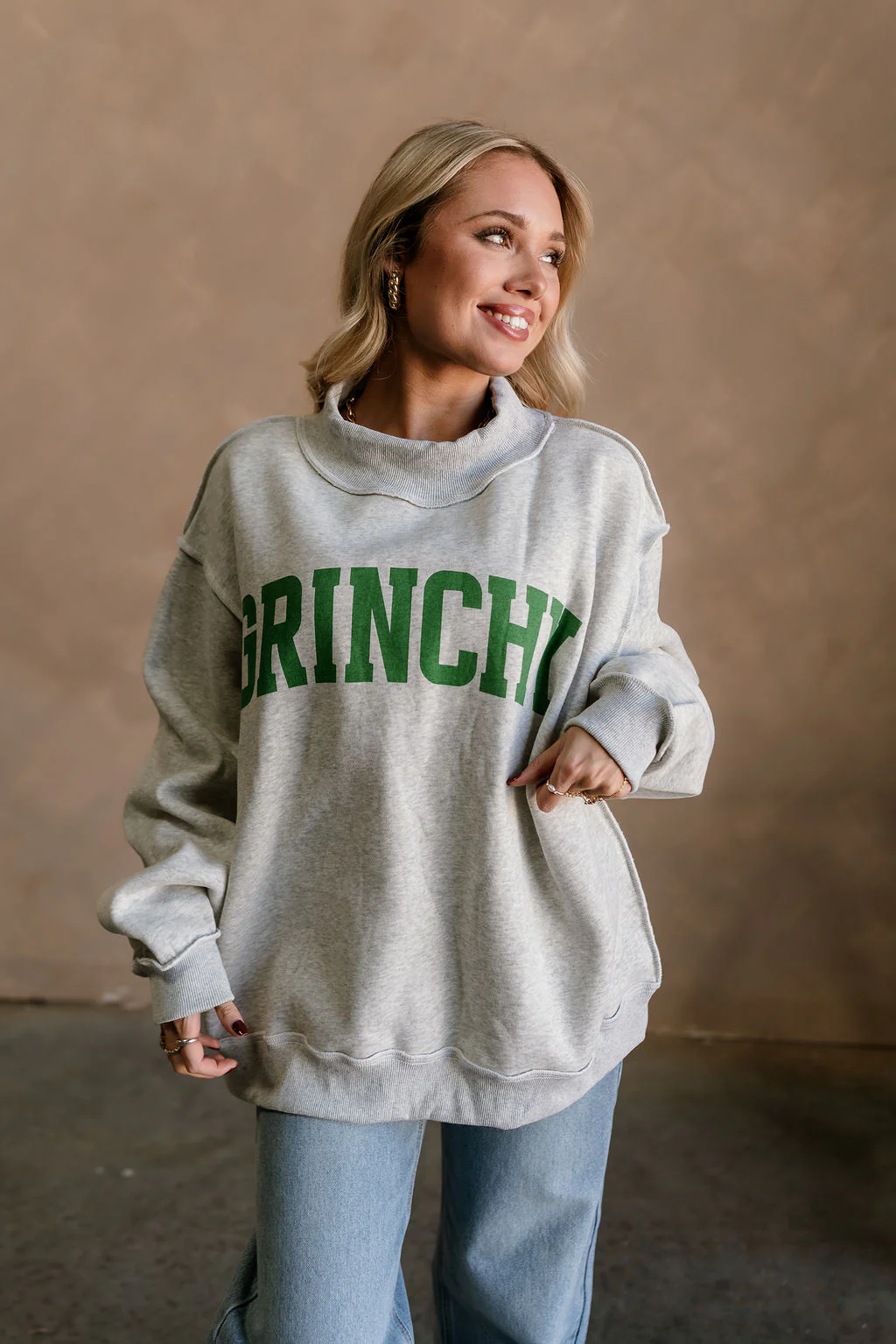 Merry/Grinchy Reversible Mock Neck Sweatshirt