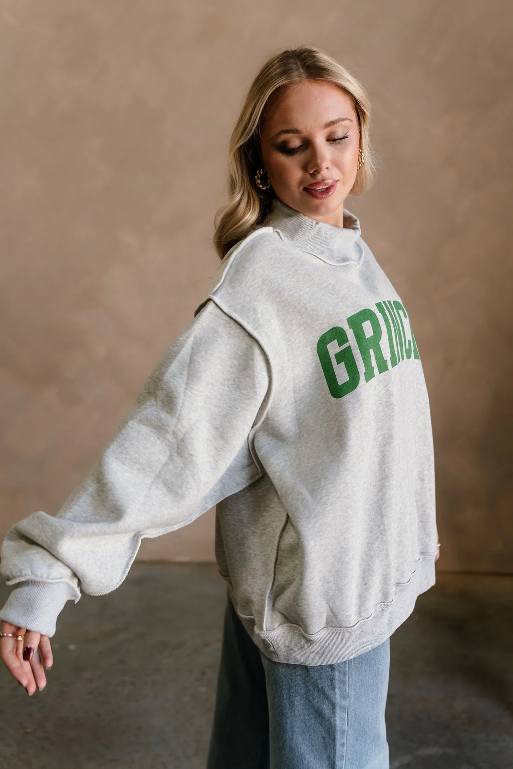 Merry/Grinchy Reversible Mock Neck Sweatshirt - Image 5
