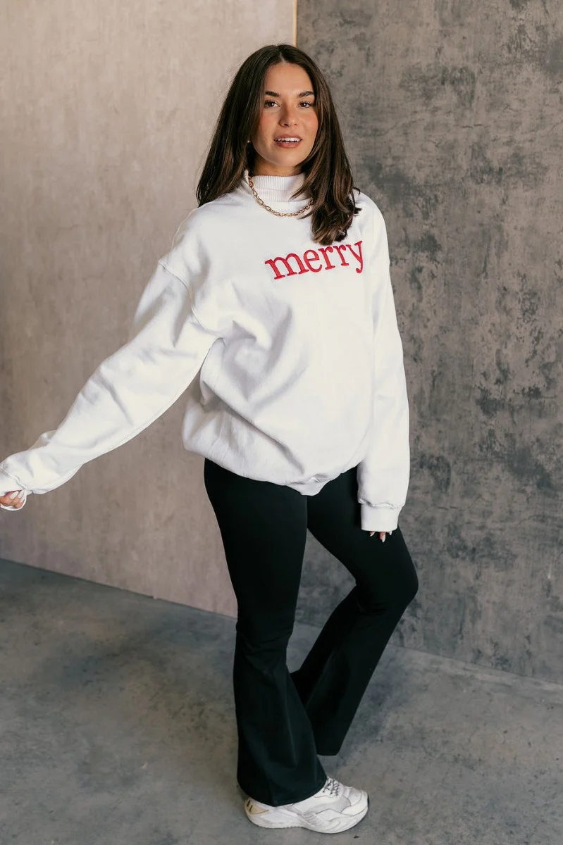Merry Red and White Long Sleeve Sweatshirt - Image 9