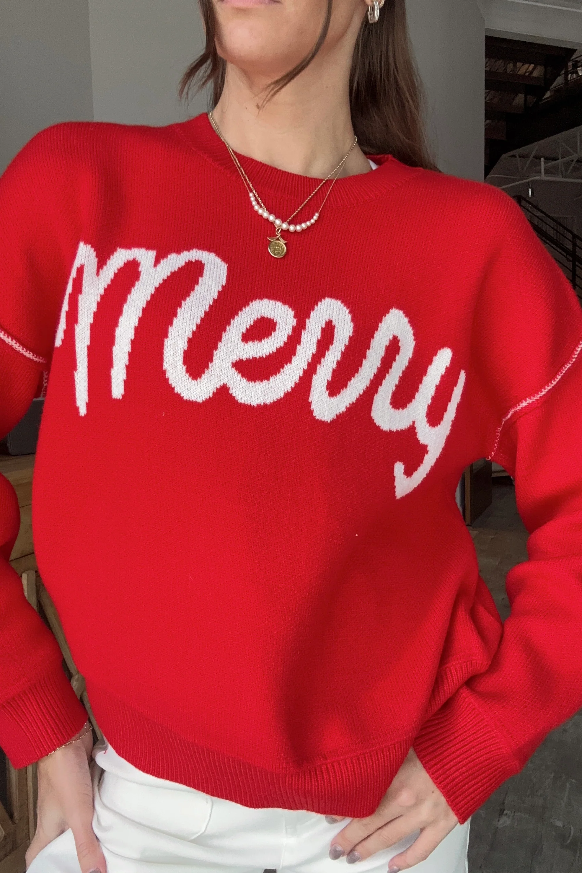 Merry Red & Cream Sweater