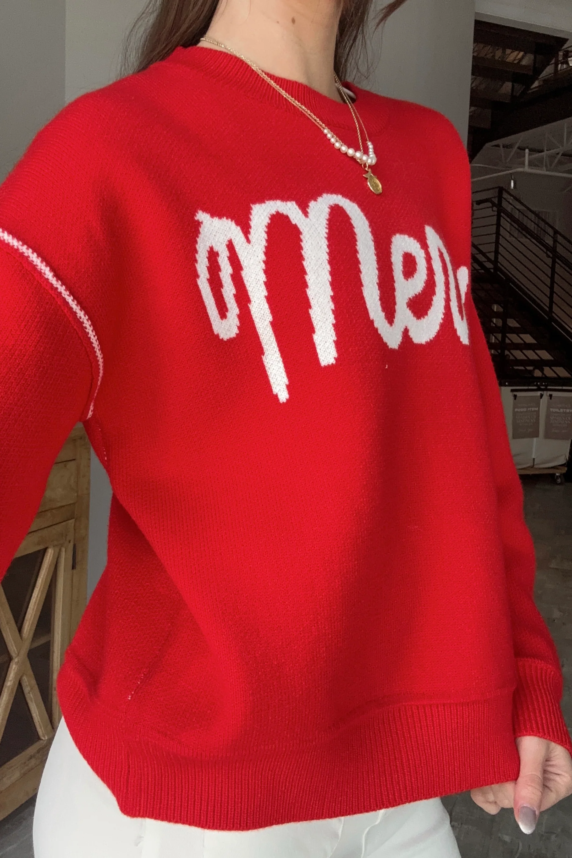 Merry Red & Cream Sweater - Image 4
