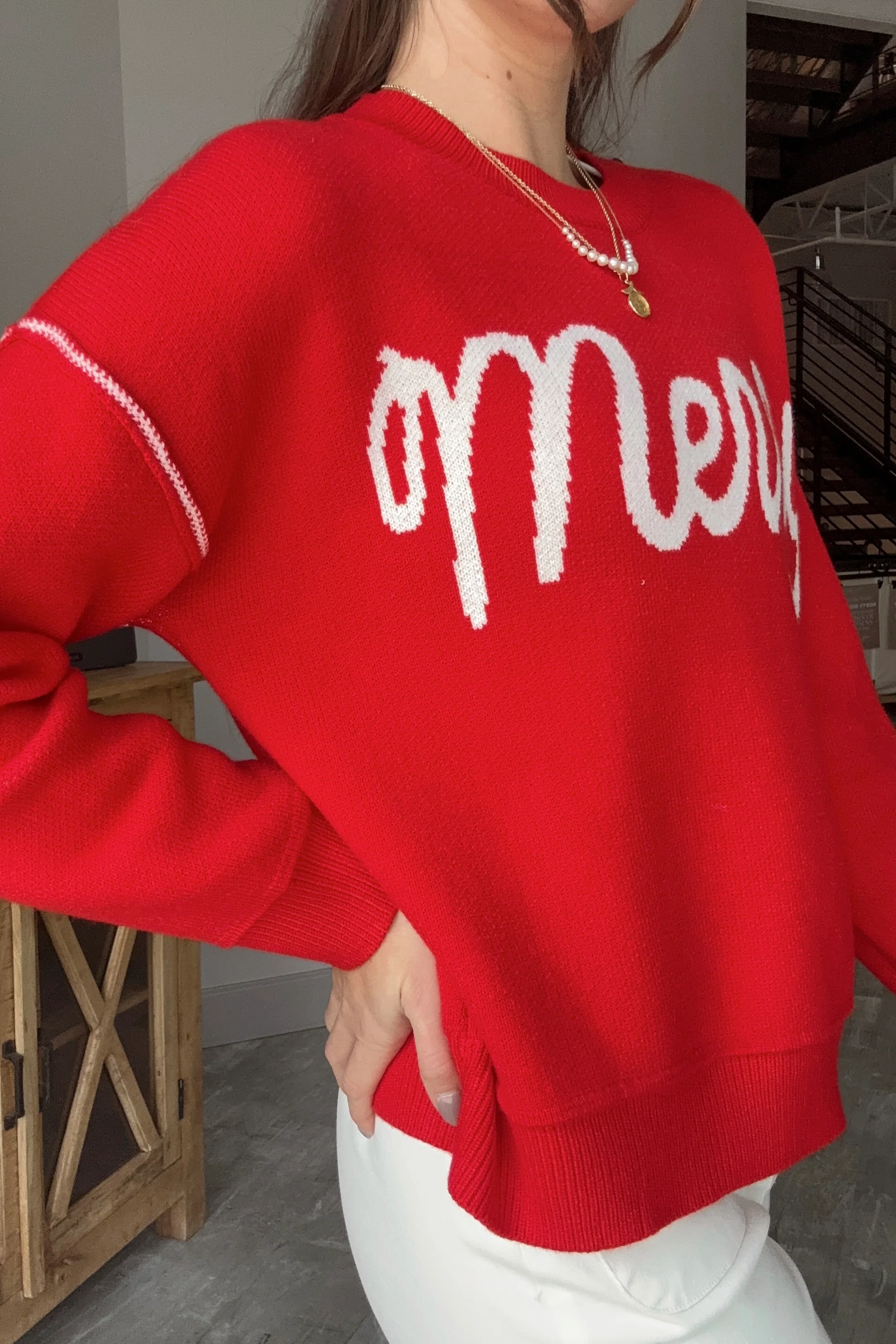 Merry Red & Cream Sweater - Image 5