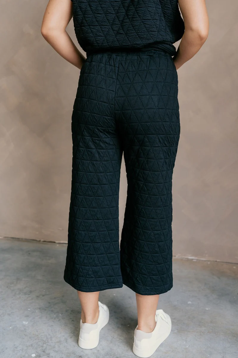Mia Black Cropped Flare Lounge Pants - Image 4