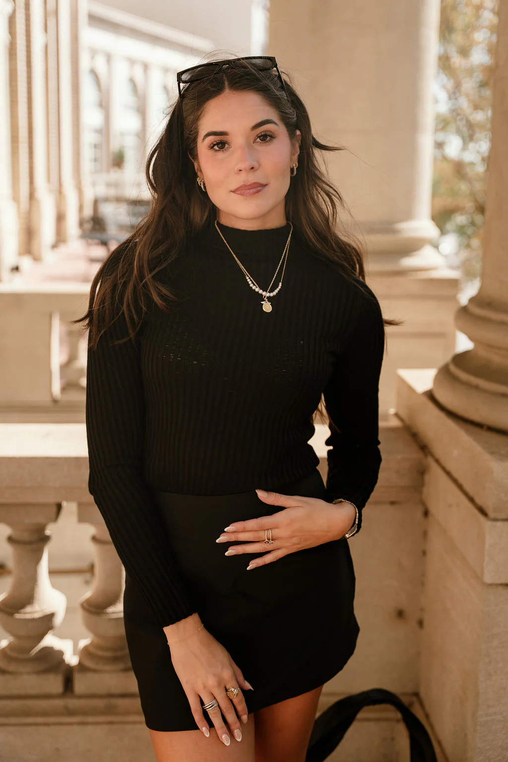 Mia Black High Neck Knit Top