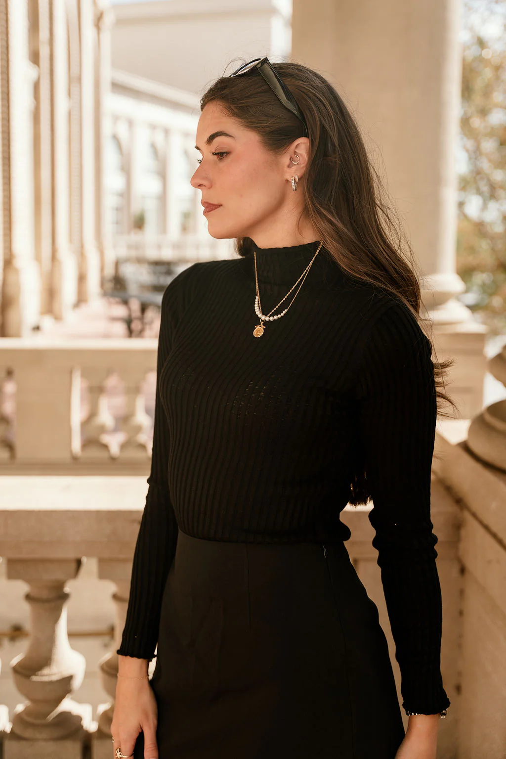 Mia Black High Neck Knit Top - Image 2