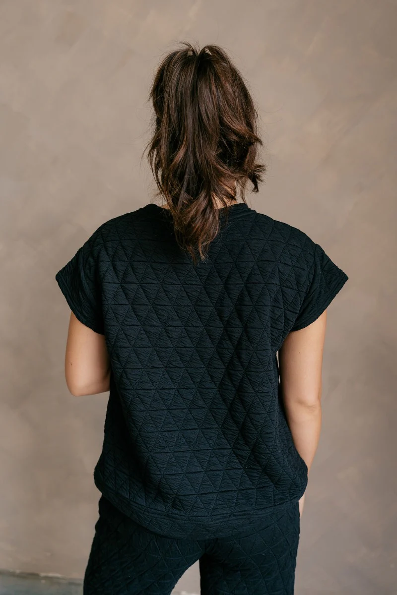 Mia Black Short Sleeve Lounge Top - Image 6