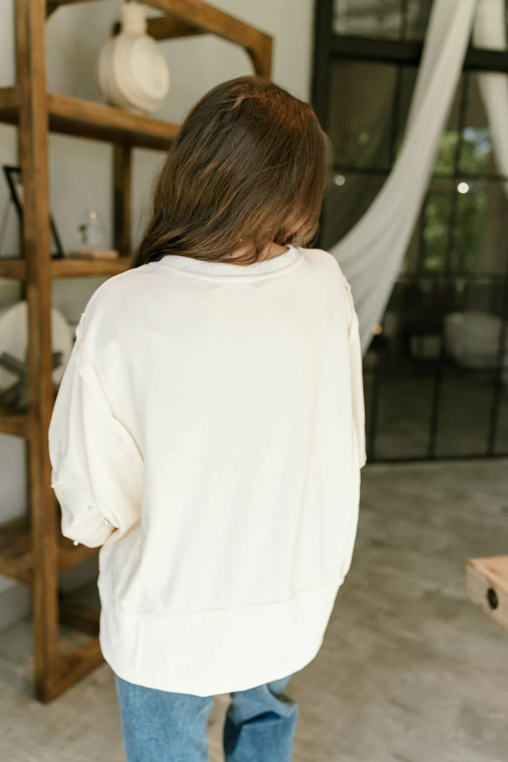 Mia Cream & Pearl Embellished Sweatshirt - Image 5
