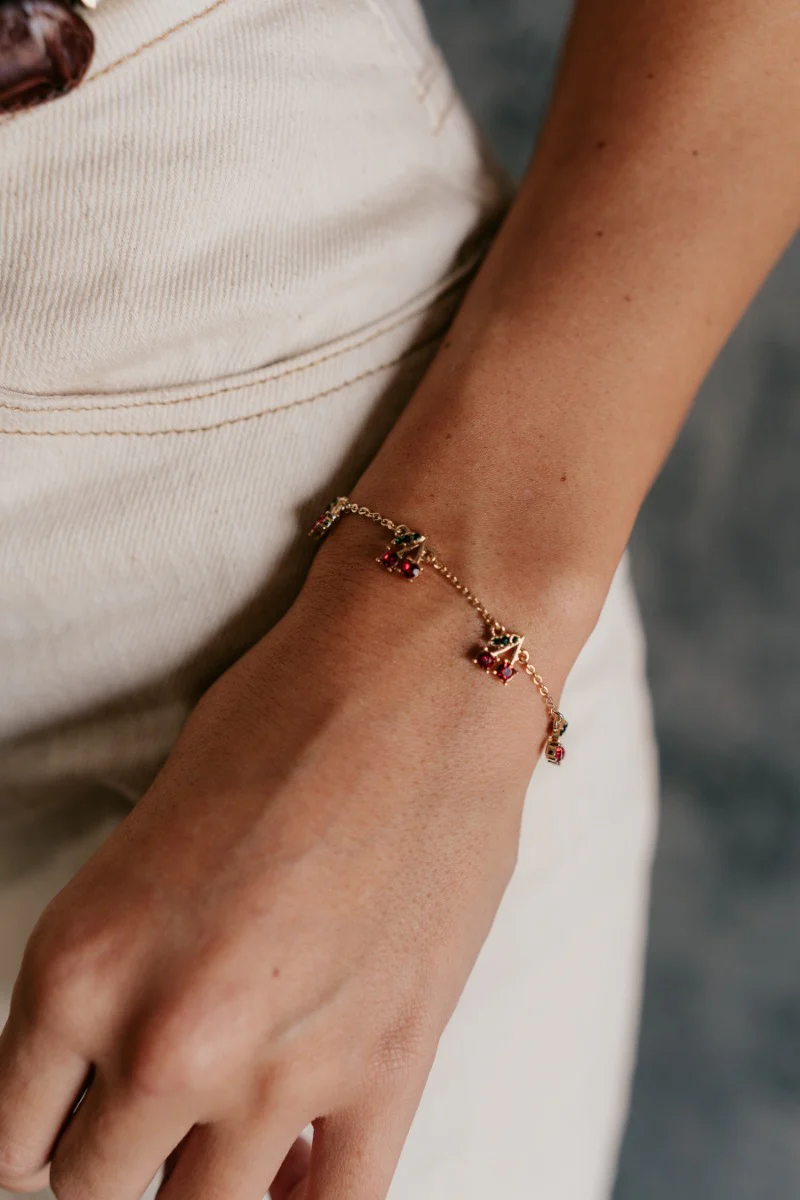 Mia Gold Chain Cherry Adjustable Bracelet - Image 3