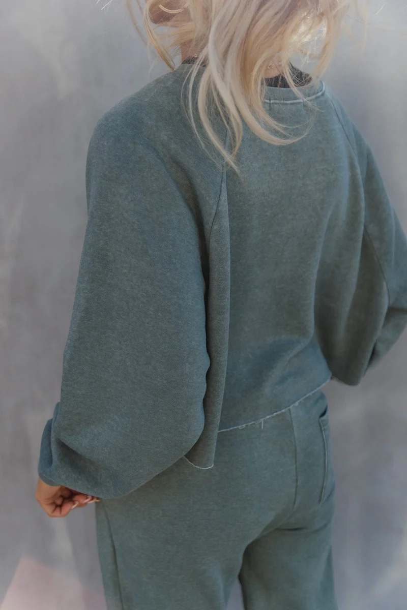 Mia Grey Green Knit Long Sleeve Sweatshirt - Image 4