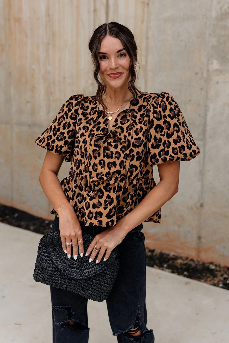 Mia Leopard Puff Sleeve Top