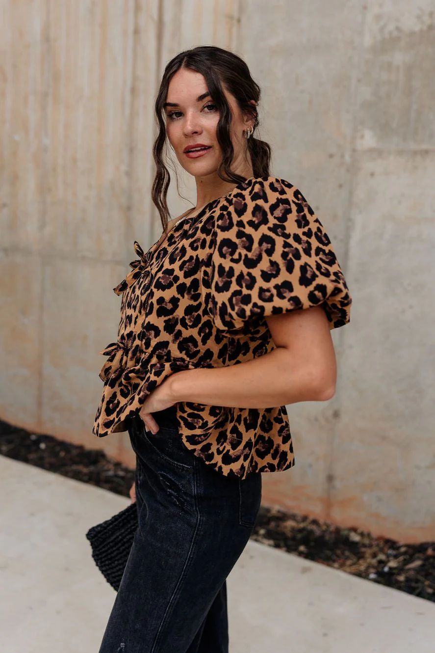 Mia Leopard Puff Sleeve Top - Image 4