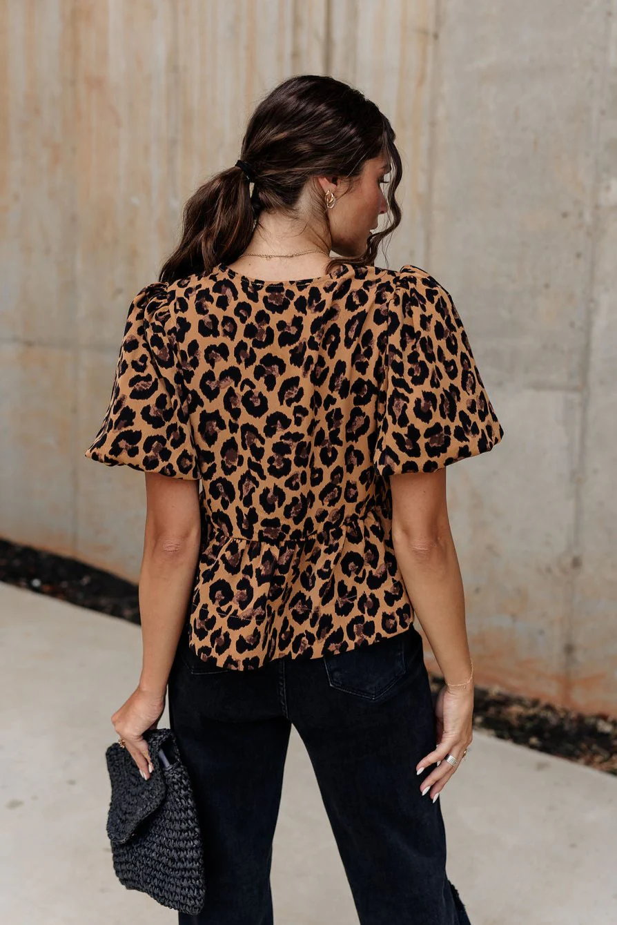 Mia Leopard Puff Sleeve Top - Image 5