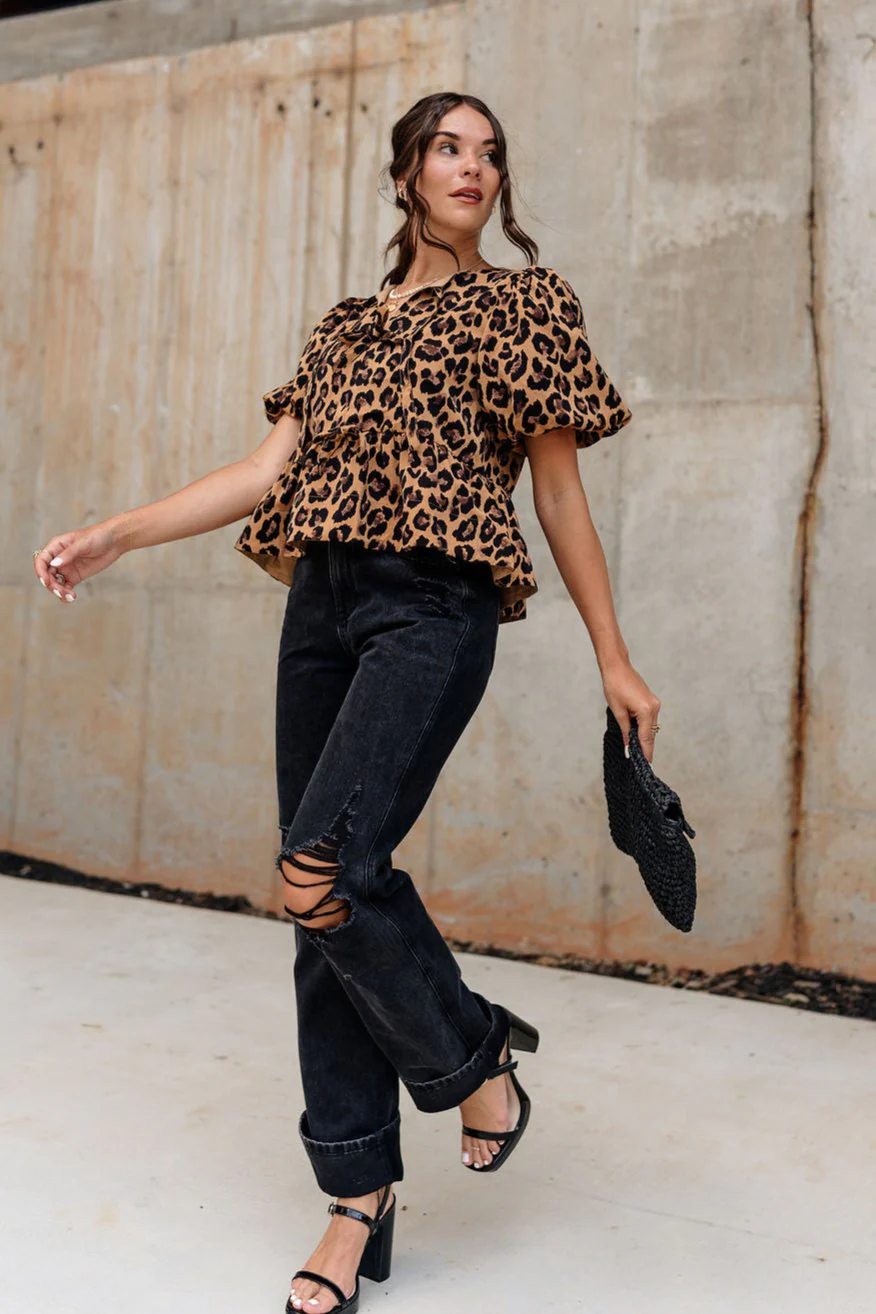 Mia Leopard Puff Sleeve Top - Image 7
