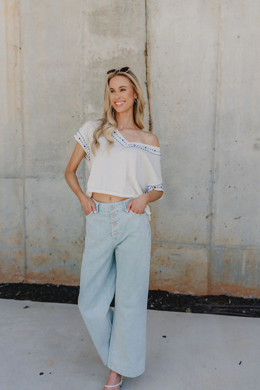 Mia Light Blue Wide Leg Pants - Image 2
