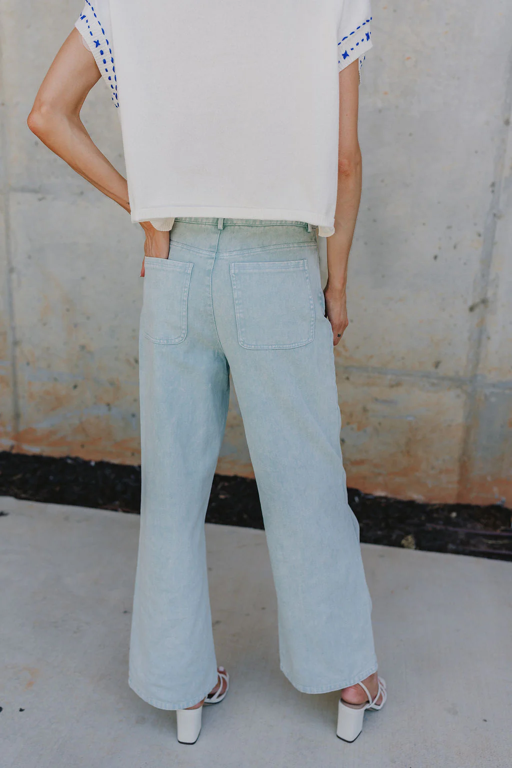 Mia Light Blue Wide Leg Pants - Image 3