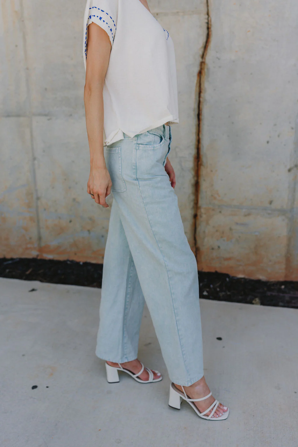 Mia Light Blue Wide Leg Pants - Image 4