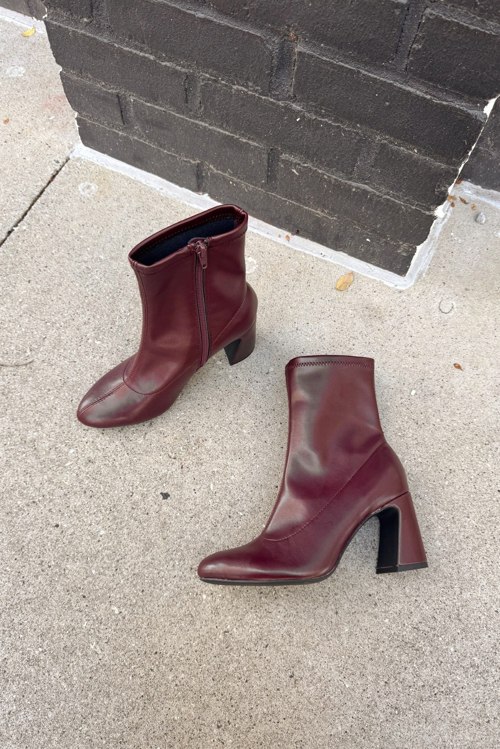 Mia Thiva Burgundy Block Heel Boot