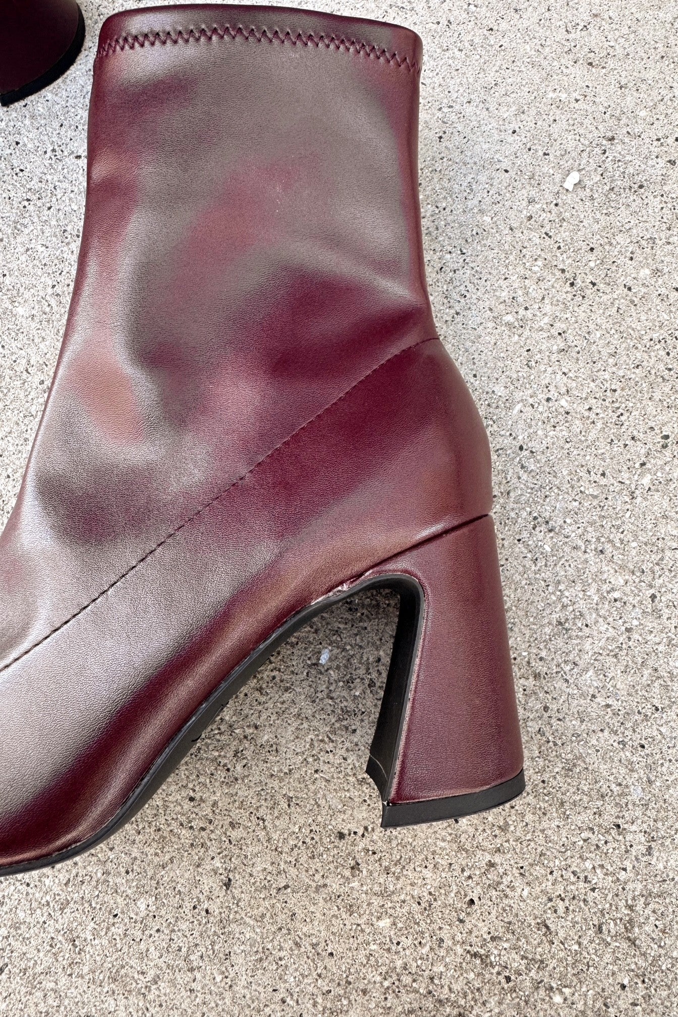 Mia Thiva Burgundy Block Heel Boot - Image 2