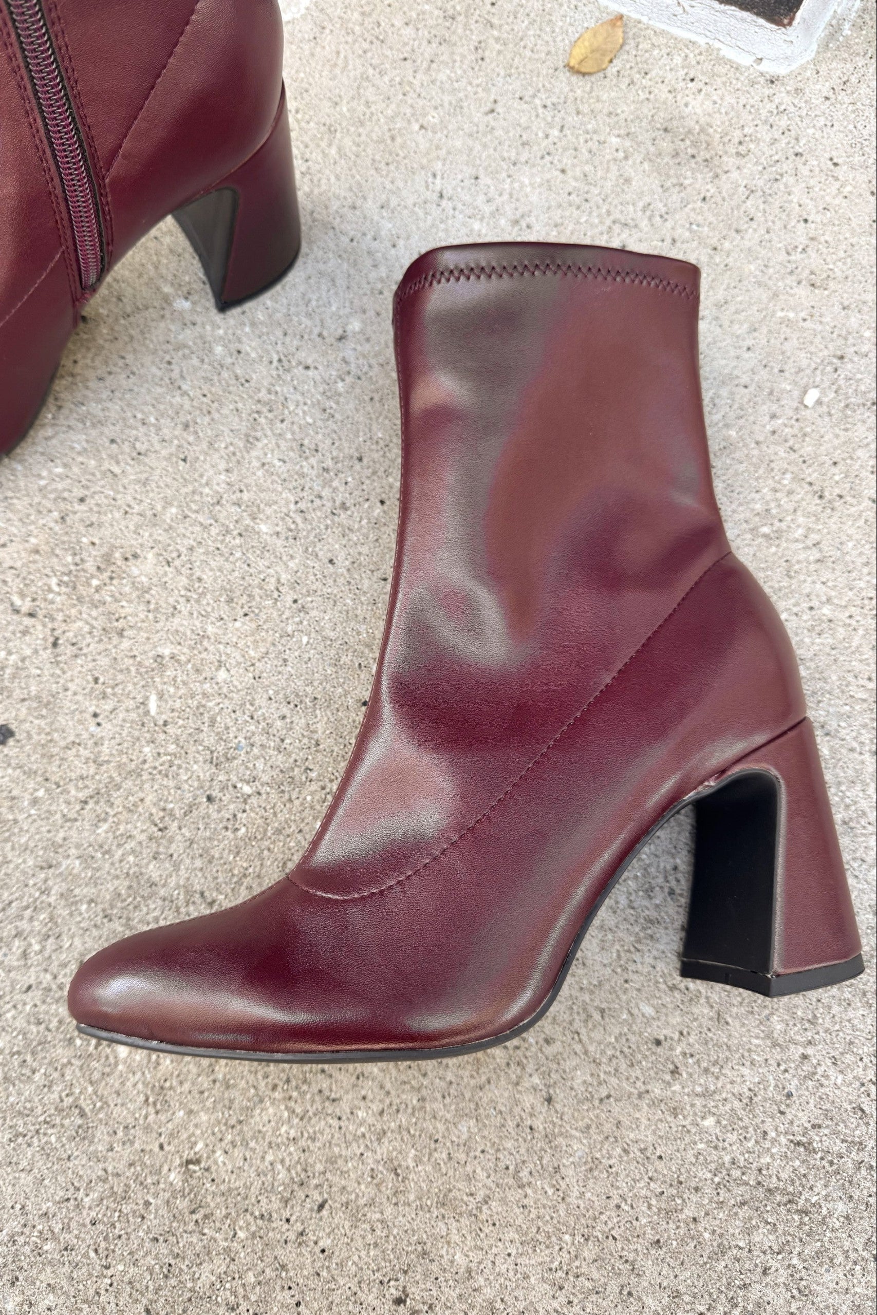 Mia Thiva Burgundy Block Heel Boot - Image 5