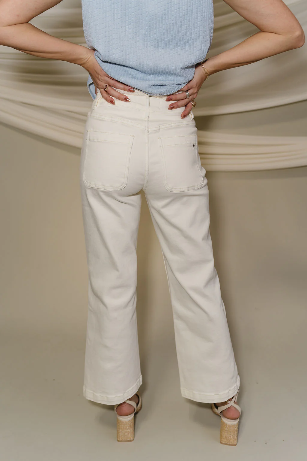 Mica: Dakota Cream Wide Crop Leg Jeans - Image 4