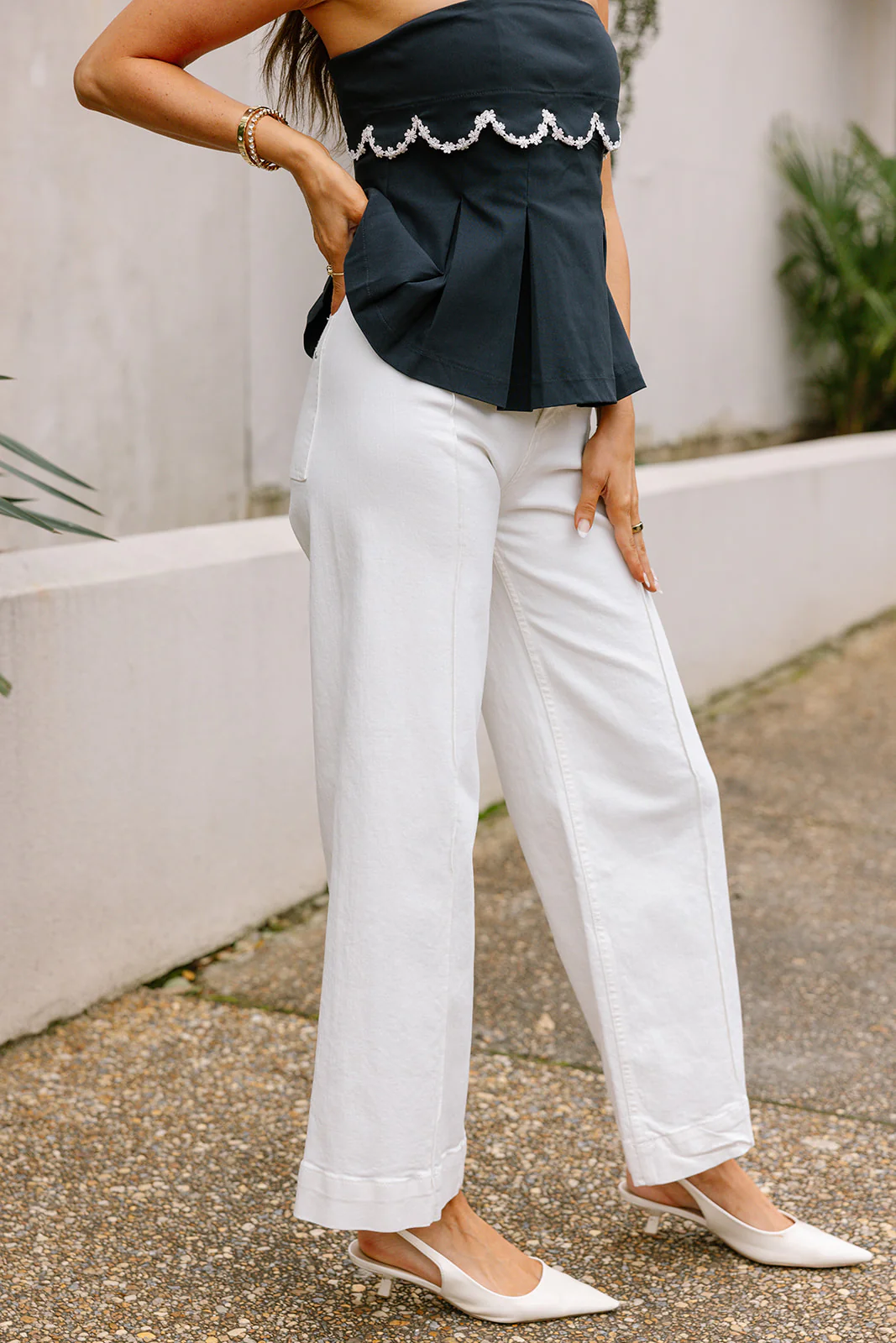 Mica: Leila White High Rise Wide Leg Jeans - Image 3
