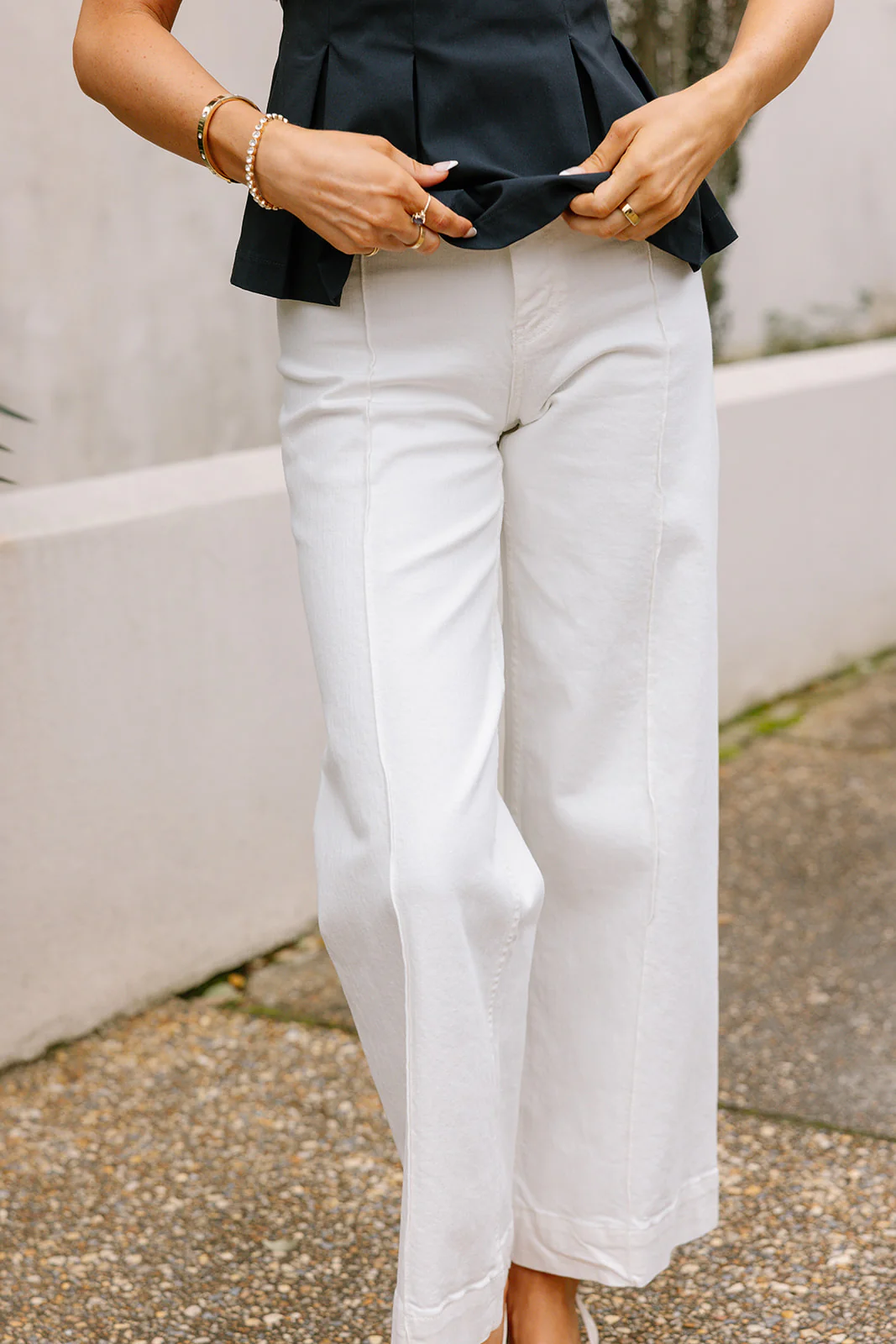 Mica: Leila White High Rise Wide Leg Jeans - Image 5