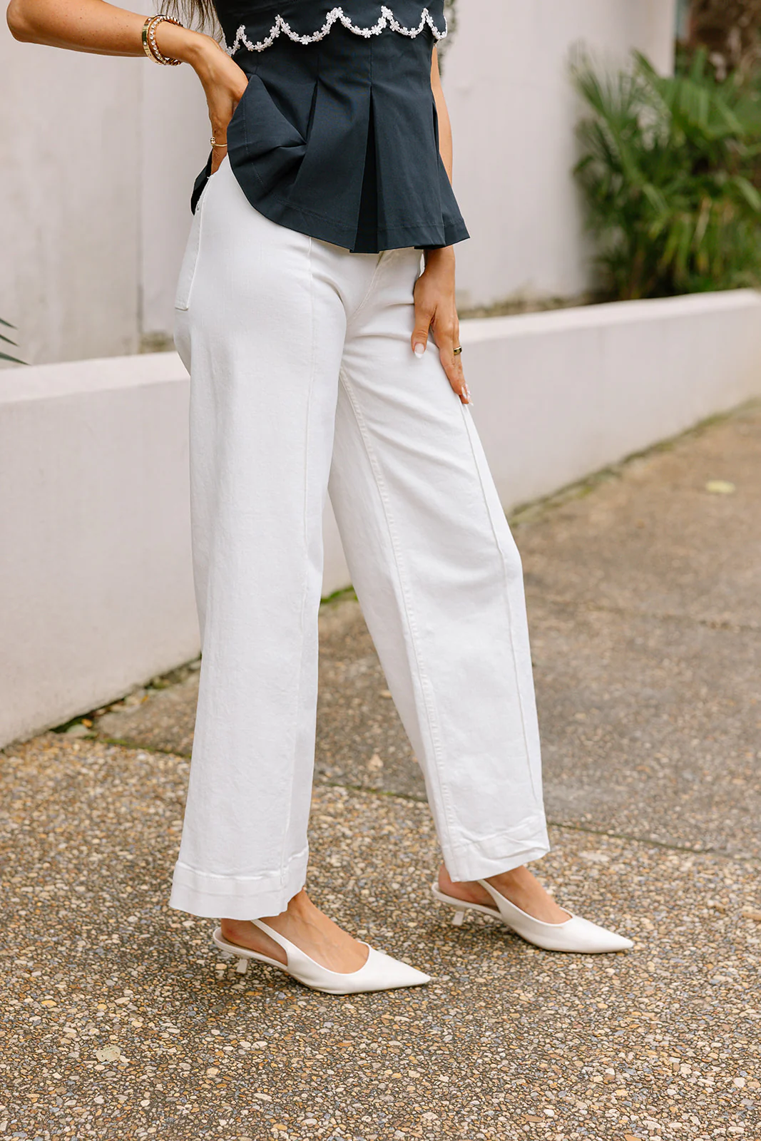 Mica: Leila White High Rise Wide Leg Jeans - Image 6