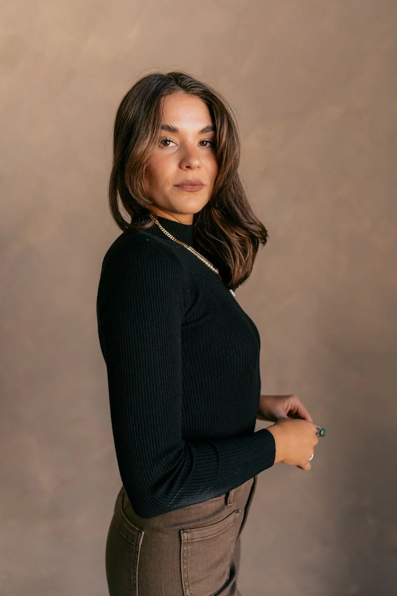 Mila Black Ribbed Long Sleeve Top - Image 3