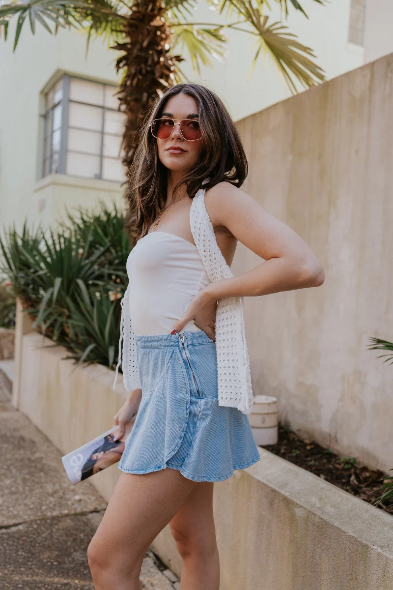 Mila Cream Crochet Knit Halter Tank - Image 2