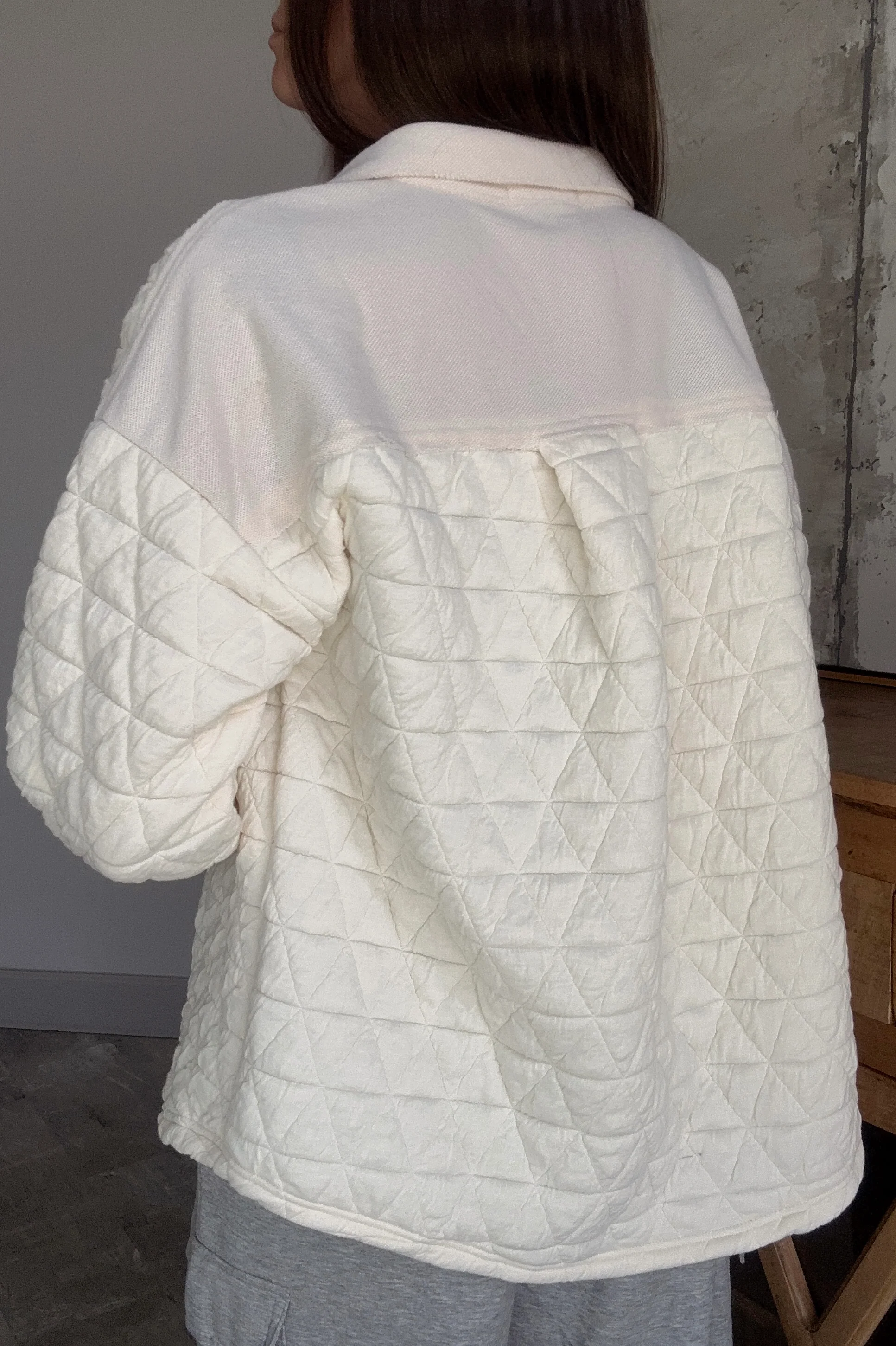 Mila Cream Quilted Button-Up Shacket - Image 5