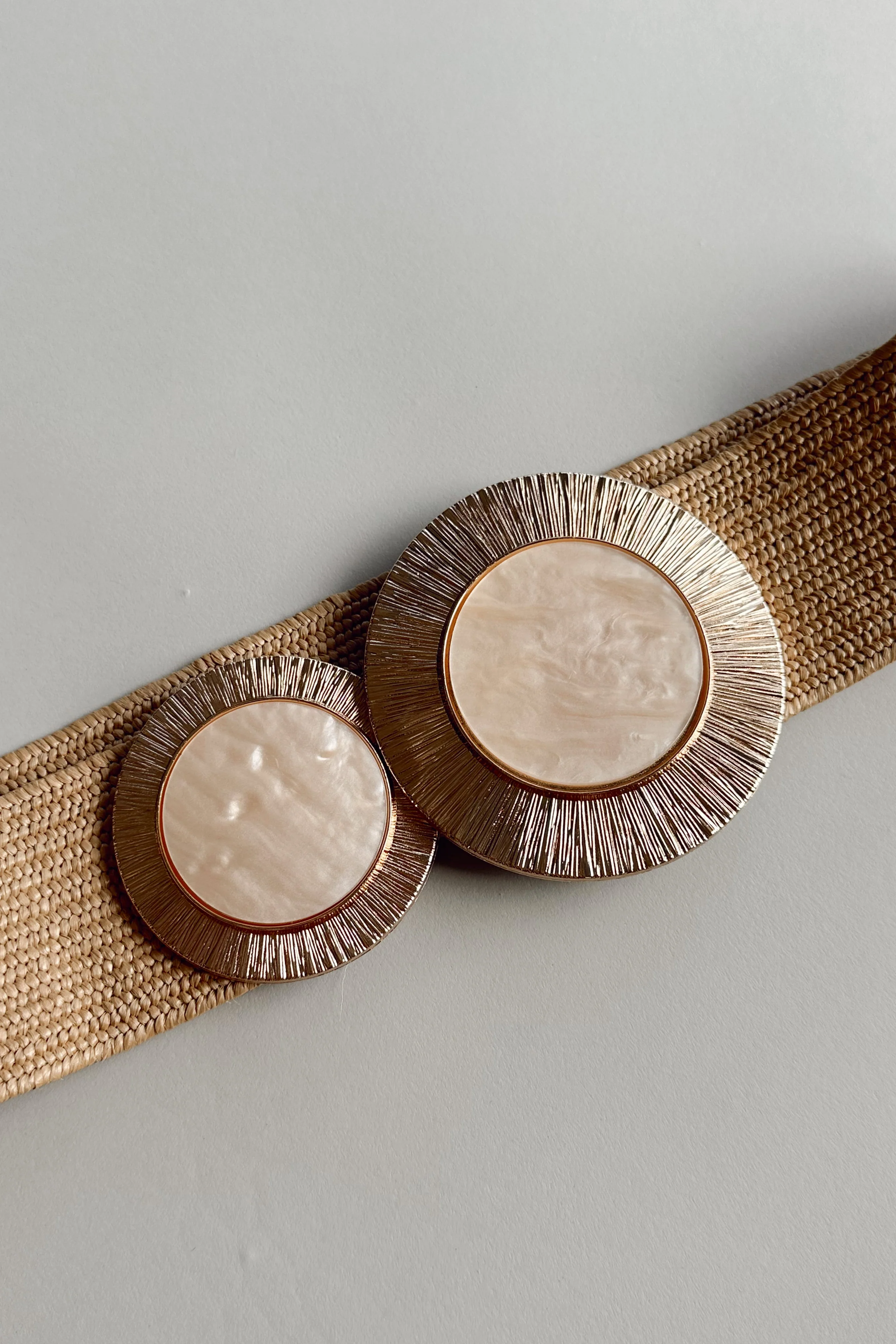 Mila Natural Raffia & Ivory Stone Gold Belt - Image 3