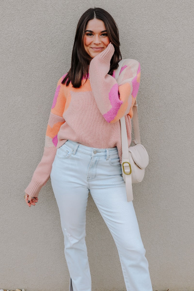 Mila Pink Multi Long Sleeve Sweater