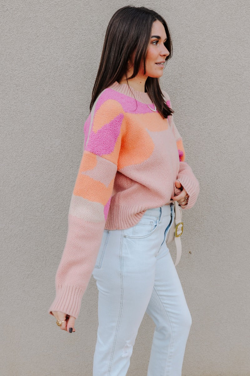 Mila Pink Multi Long Sleeve Sweater - Image 4