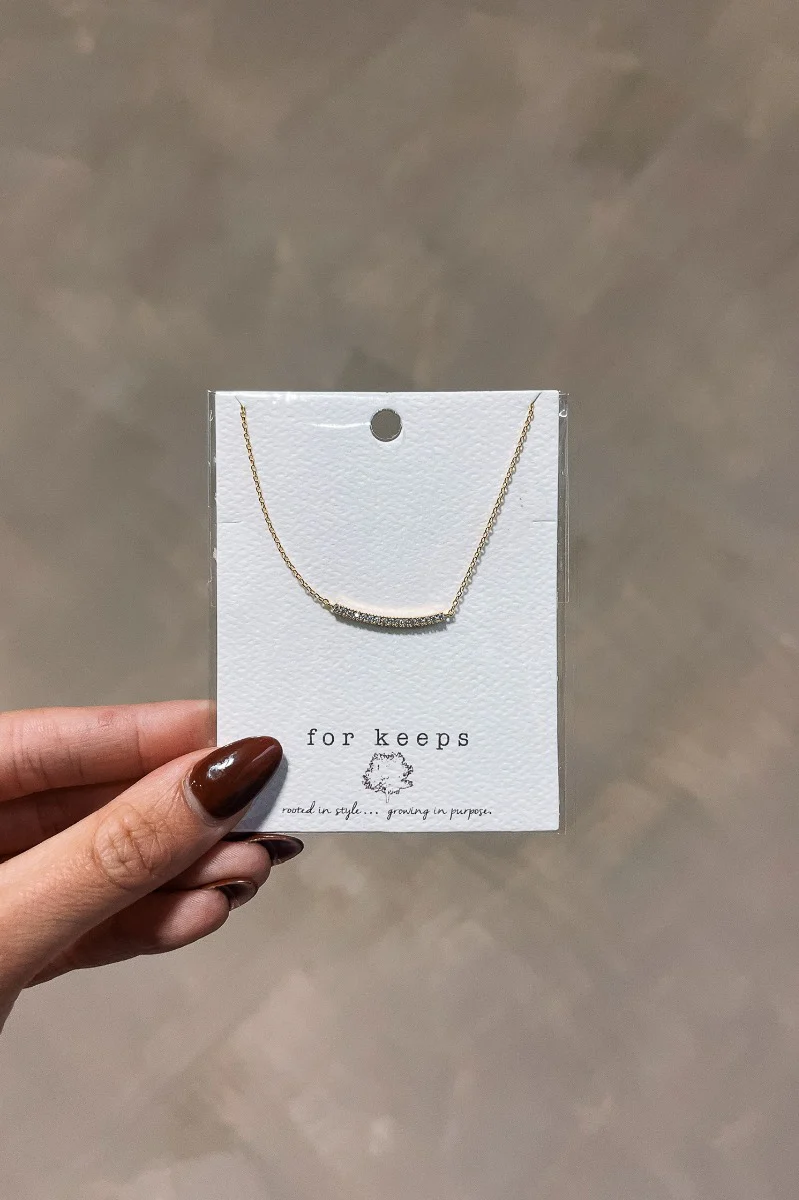 Mila Rhinestone & Gold Dipped Bar Necklace