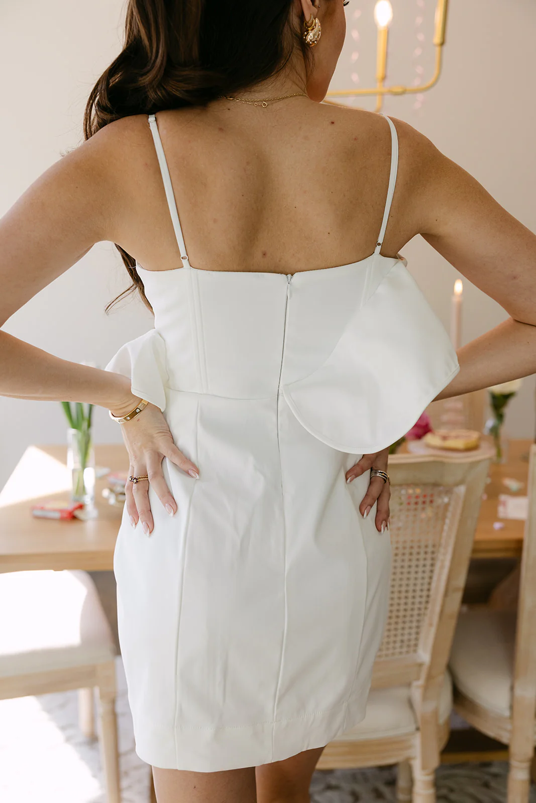 Mila White Ruffled Sweetheart Mini Dress - Image 4